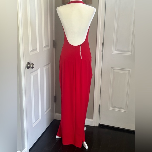 Susana Monaco Halter Low Back Slit Dress with Attached Bodysuit Lining - Picture 7 of 12